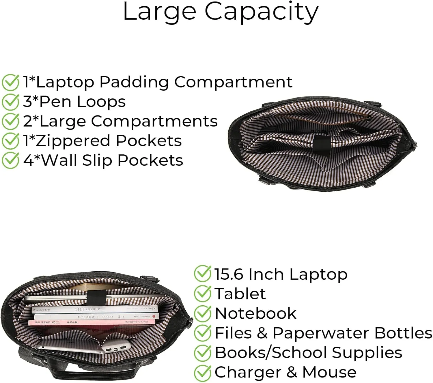Laptop Tote Bag for Women Work Bags Professional 15.6 Inch Large Canvas Purse with Pockets