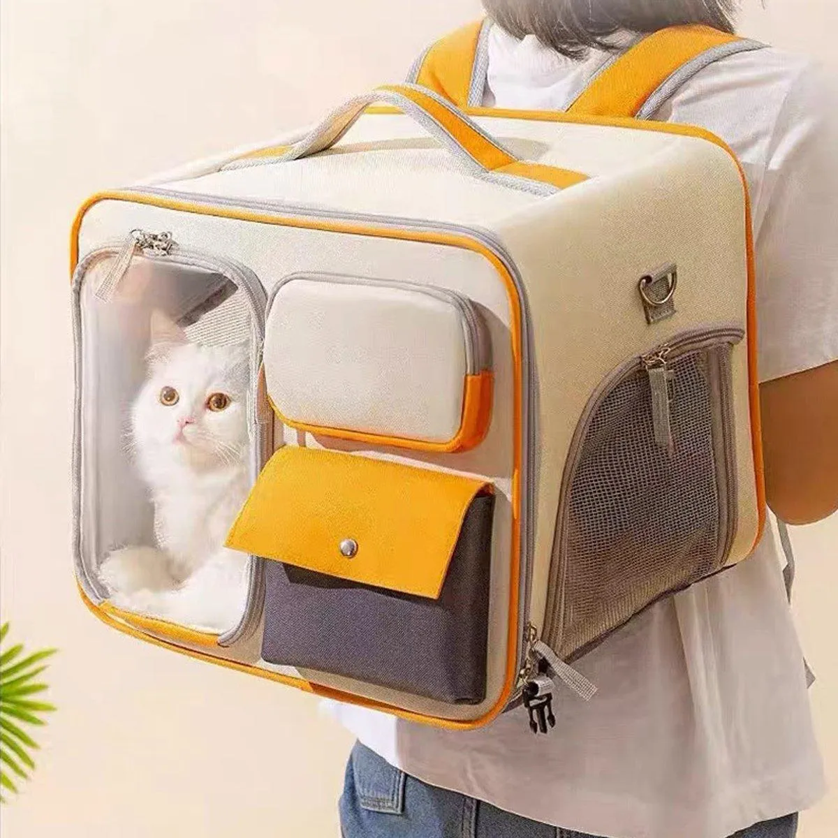 Large Capacity Cat Dog Backpack Outdoor Portable Pet Carrier Canvas Travel Bag