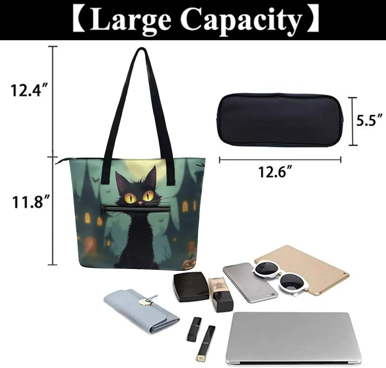 Large Capacity Shoulder Bag for Women PU Leather Shoulder Tote Handbag Clutch Bag Aesthetic Travel Work Picnic
