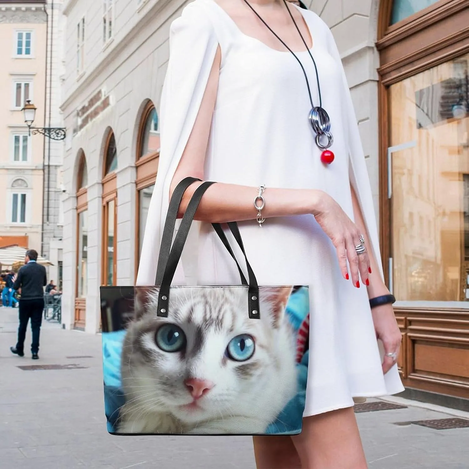 Large Capacity Shoulder Bag for Women PU Leather Shoulder Tote Handbag Clutch Bag Aesthetic Travel Work Picnic