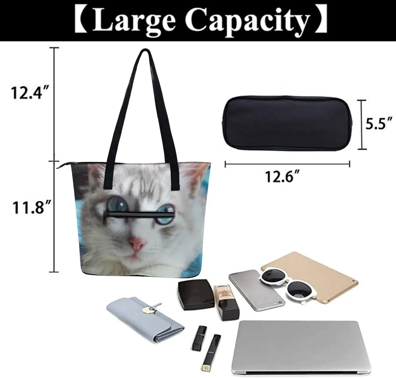 Large Capacity Shoulder Bag for Women PU Leather Shoulder Tote Handbag Clutch Bag Aesthetic Travel Work Picnic