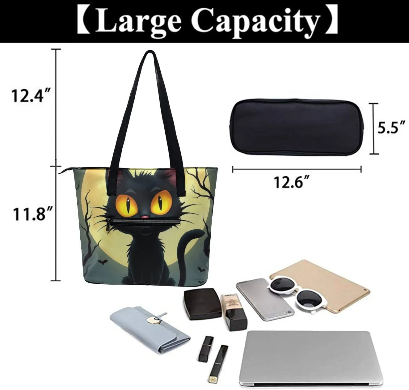 Large Capacity Shoulder Bag for Women PU Leather Shoulder Tote Handbag Clutch Bag Aesthetic Travel Work Picnic