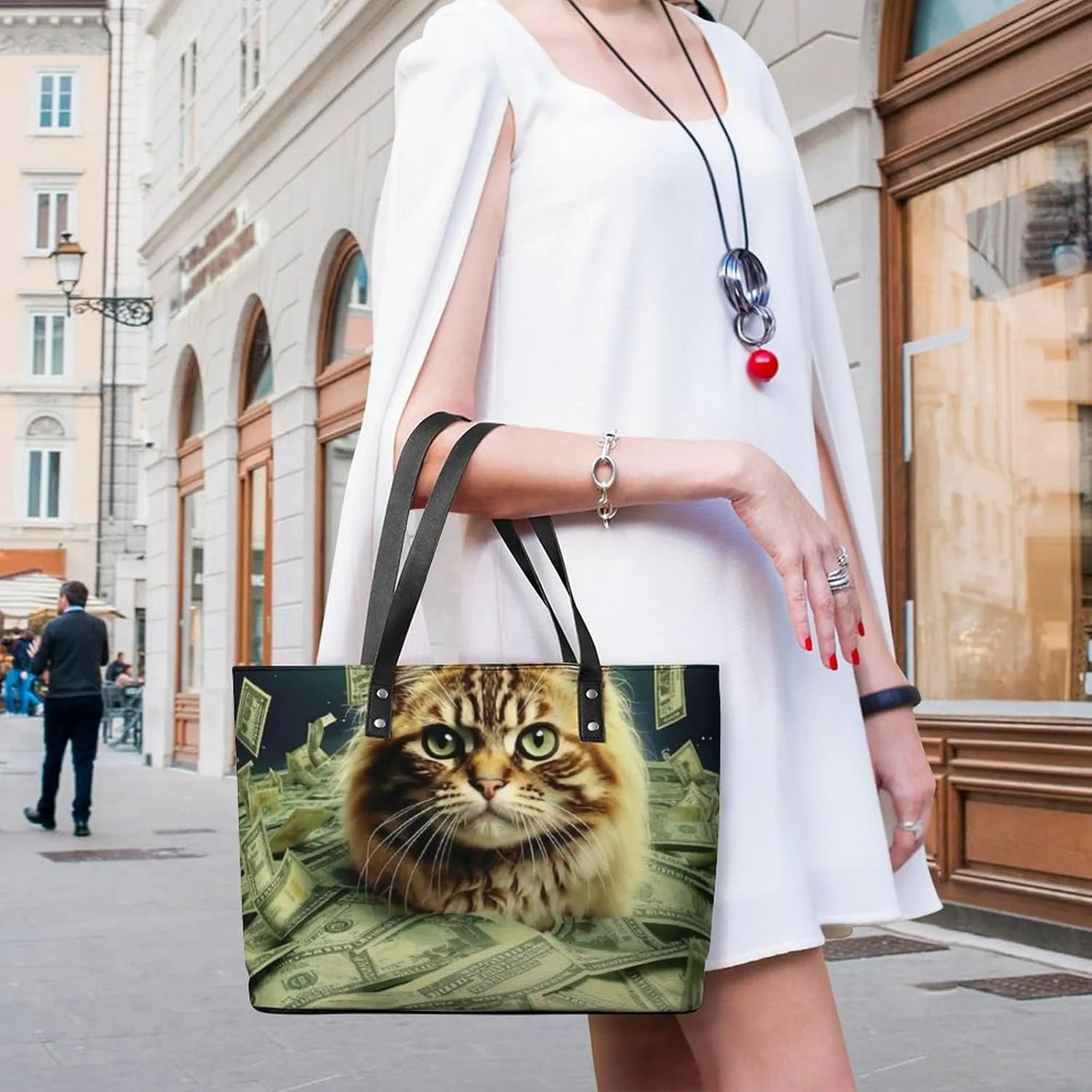 Large Capacity Shoulder Bag for Women PU Leather Shoulder Tote Handbag Clutch Bag Aesthetic Travel Work Picnic