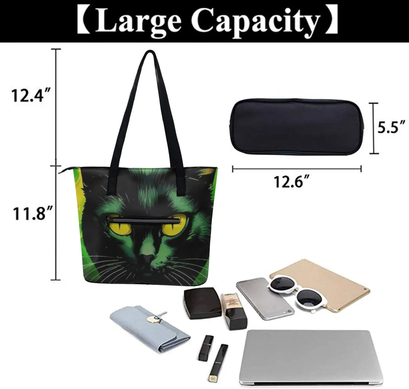 Large Capacity Shoulder Bag for Women PU Leather Shoulder Tote Handbag Clutch Bag Aesthetic Travel Work Picnic