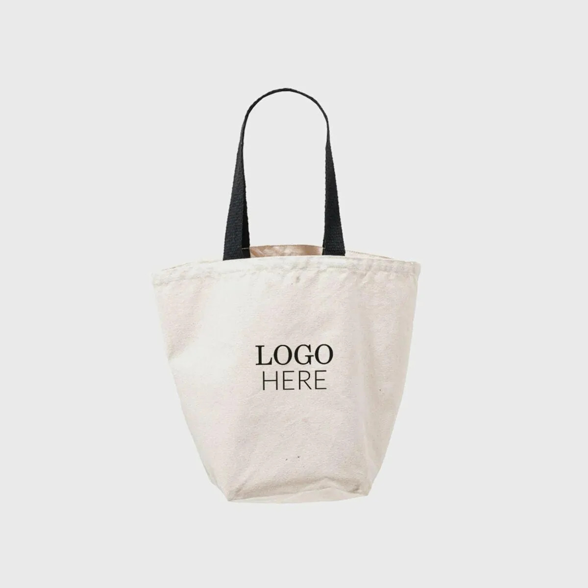 Large natural 12oz canvas bag with base gusset and black handles
