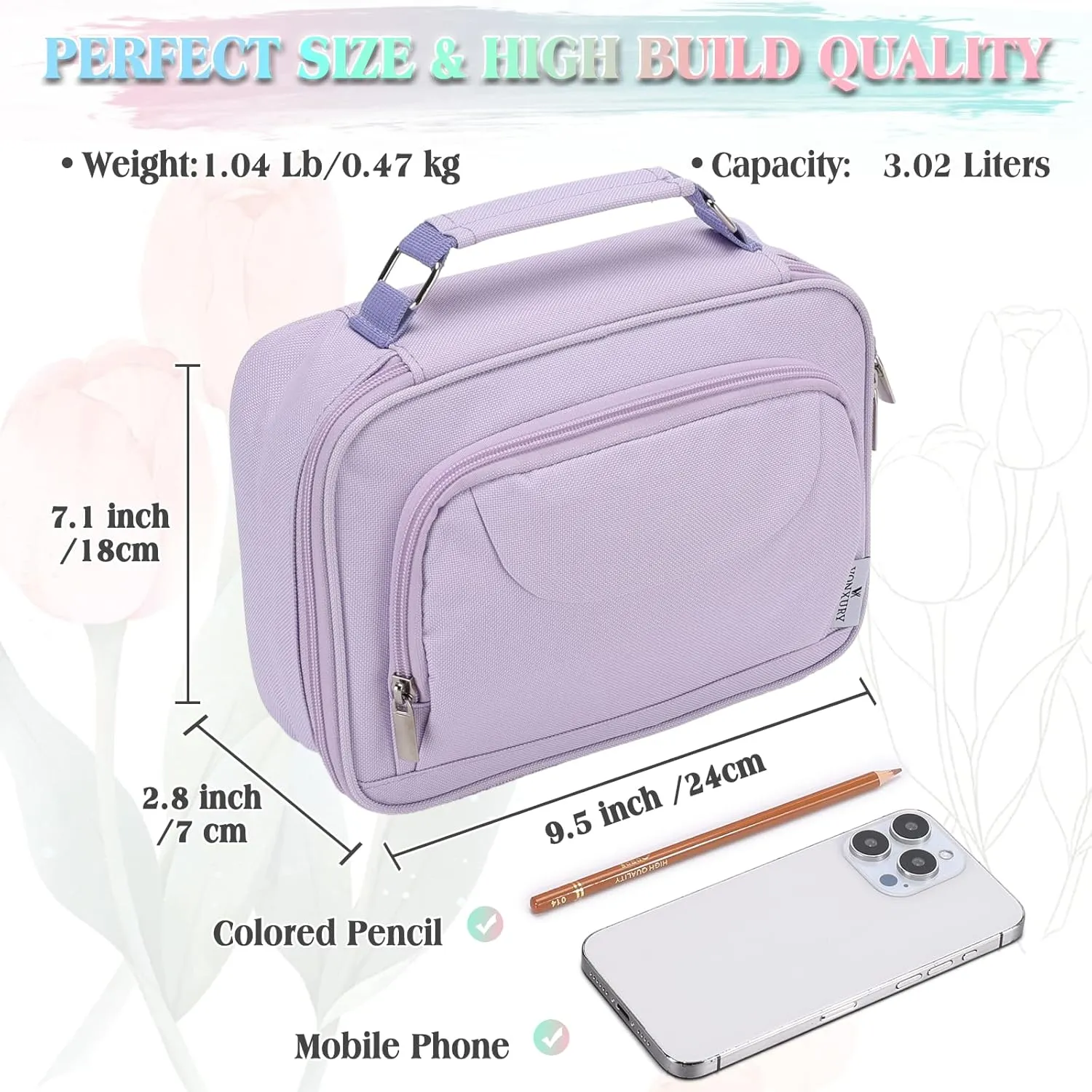 Large Pen Pencil Case,VONXURY High Capacity Art Colored Pencil Pouch Portable Stationery Organizer With 2 Detachable Layers 54 Slots Multiple Zipper Pockets for School Office College
