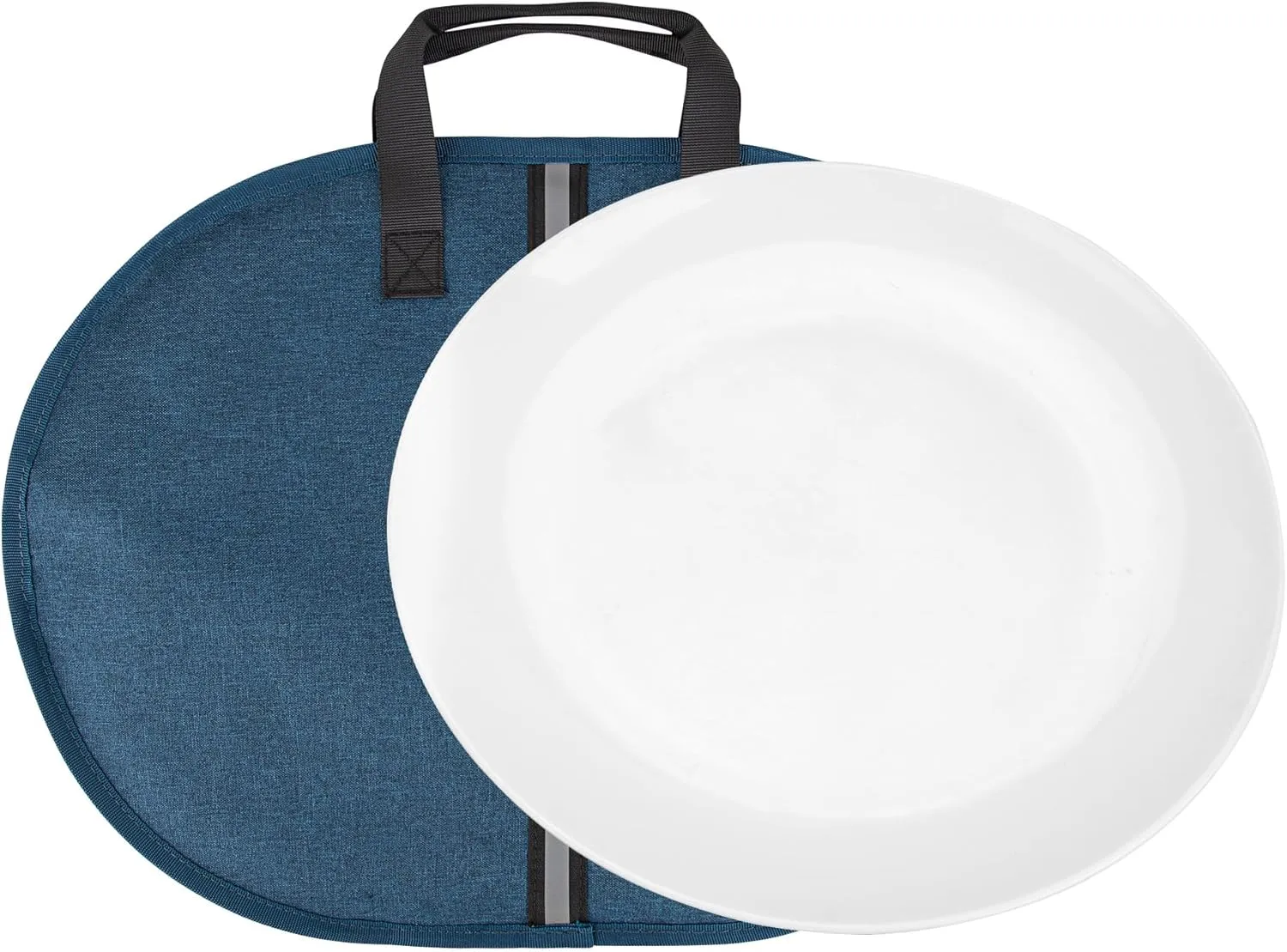 Large Platter Storage Bag- 18" x 13" - Stackable with Padded Interior - China Storage Containers for Plates and Serveware (Dark Blue)