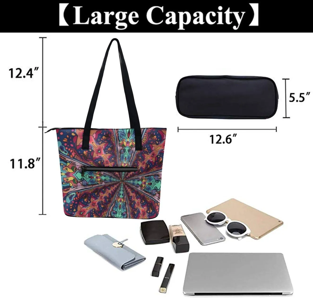 Large Shoulder Bag for Women, PU Leather Beach Tote Bag Waterproof, Swim Gym Shopping Travel Bag Clutch Bag