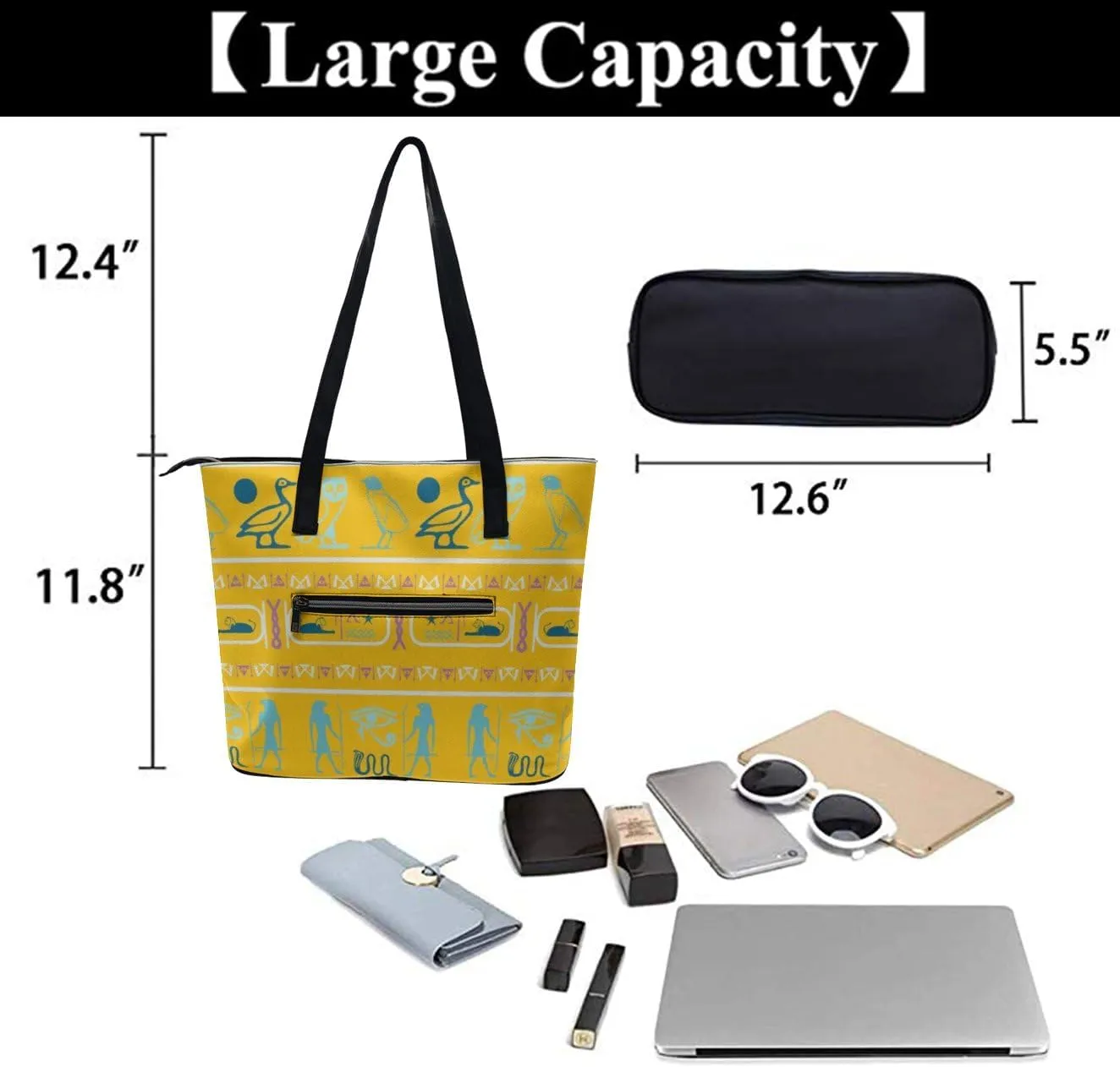 Large Shoulder Bag for Women, PU Leather Beach Tote Bag Waterproof, Swim Gym Shopping Travel Bag Clutch Bag