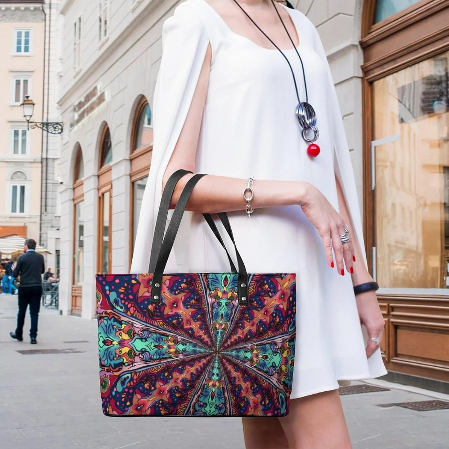 Large Shoulder Bag for Women, PU Leather Beach Tote Bag Waterproof, Swim Gym Shopping Travel Bag Clutch Bag