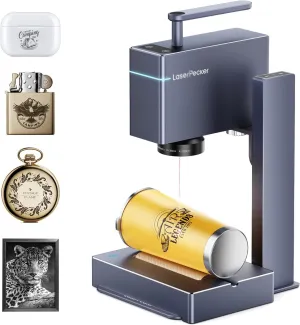 LaserPecker LP3 Infrared Laser Engraver for Metal & Plastic, 1064nm High-Speed Engraving (48000mm/min), 360° Rotary Module, No-Preprocessing Marking for Small Business & Jewelry Makers