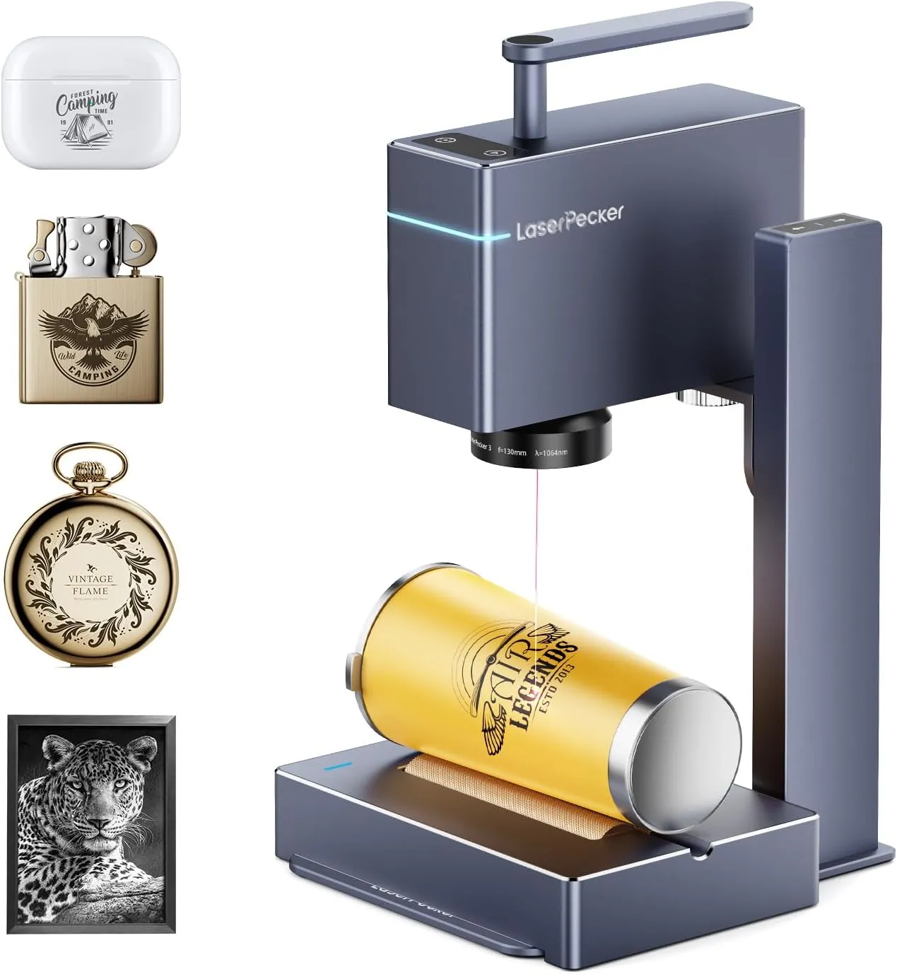 LaserPecker LP3 Infrared Laser Engraver for Metal & Plastic, 1064nm High-Speed Engraving (48000mm/min), 360° Rotary Module, No-Preprocessing Marking for Small Business & Jewelry Makers