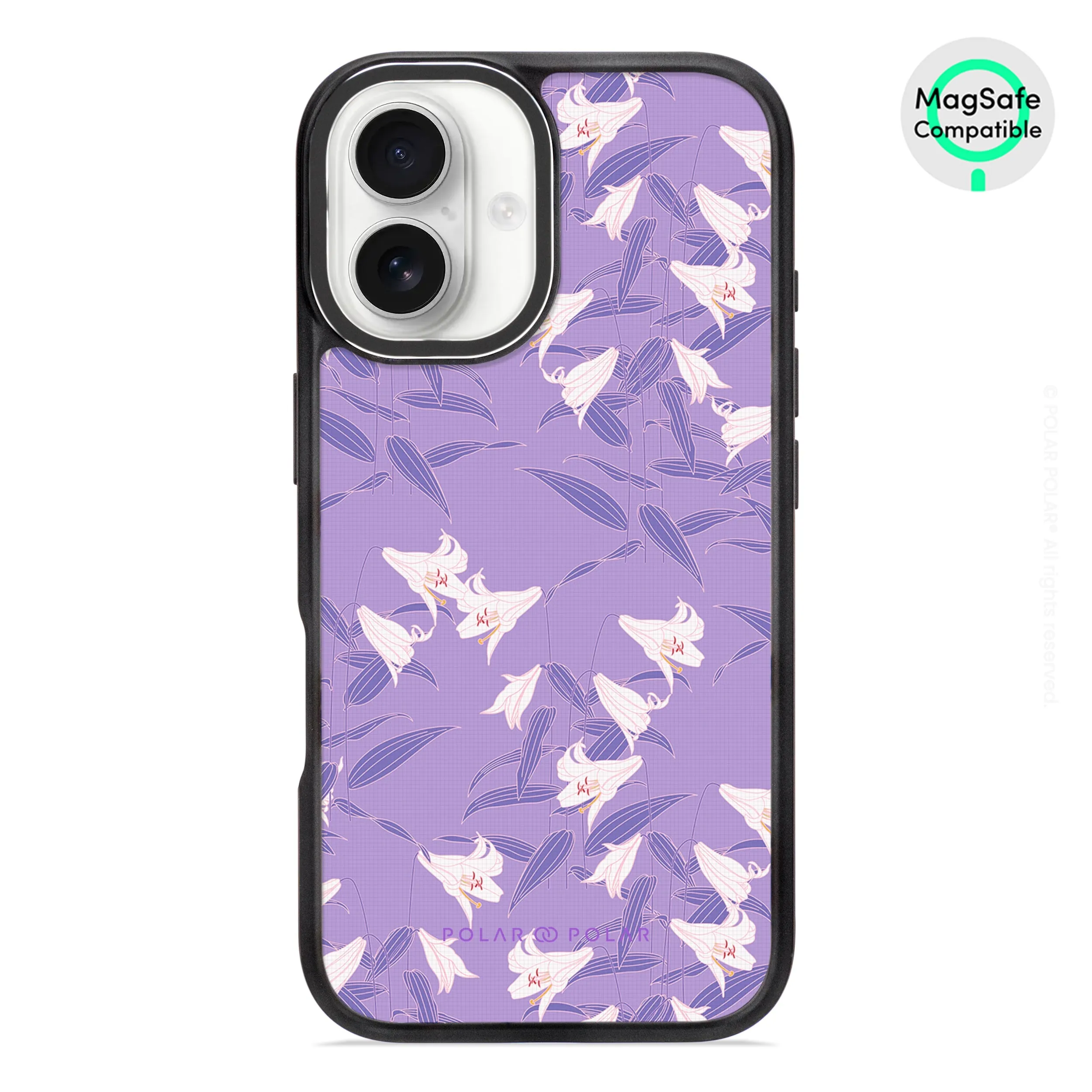 Lavender Lily - iPhone 16 Frosted Black Bumper MagSafe Case
