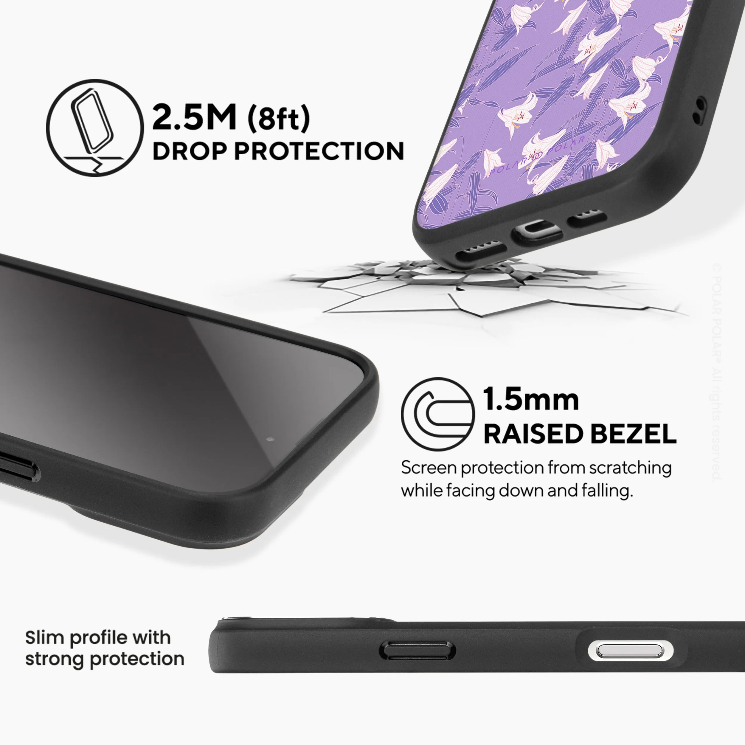 Lavender Lily - iPhone 16 Frosted Black Bumper MagSafe Case