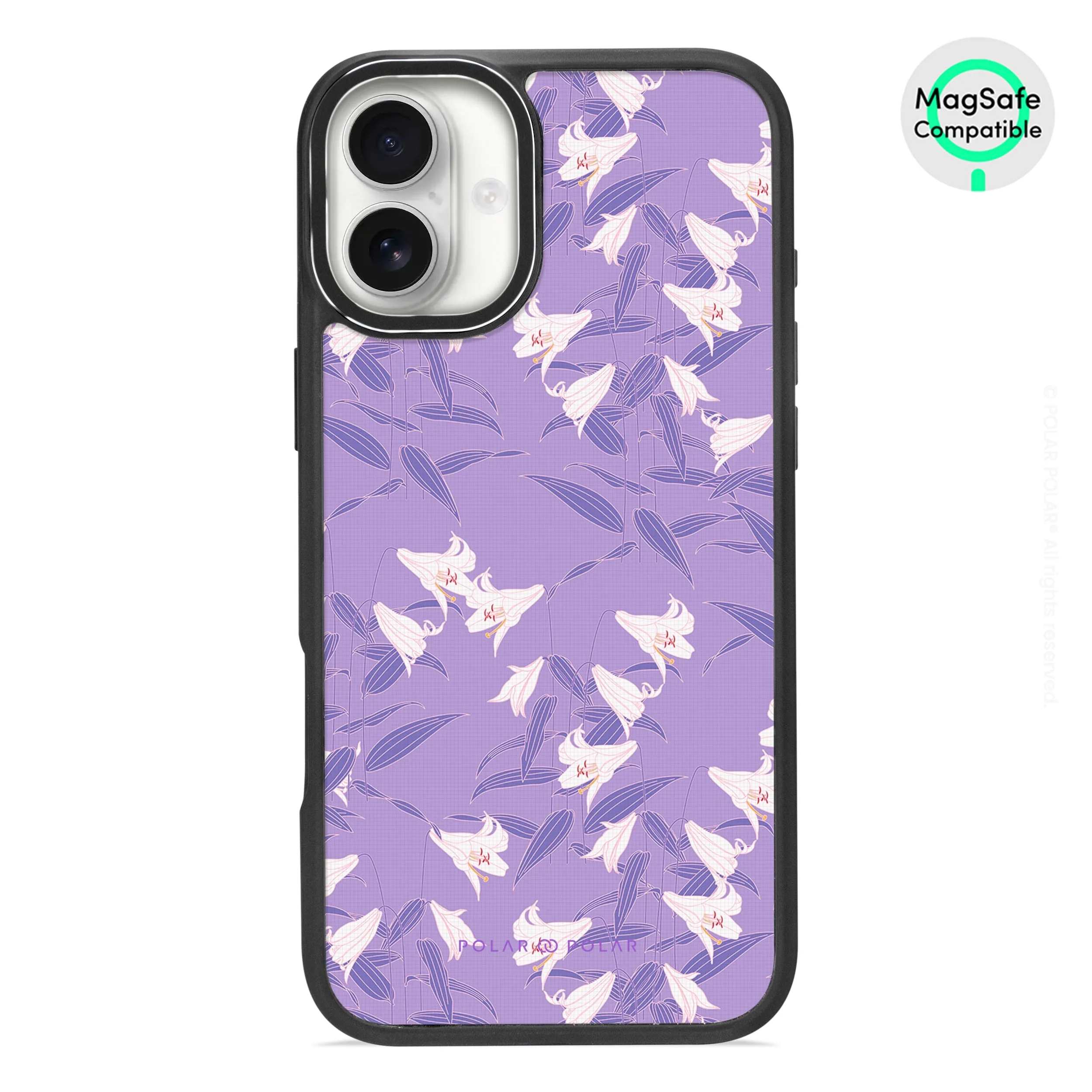 Lavender Lily - iPhone 16 Plus Frosted Black Bumper MagSafe Case
