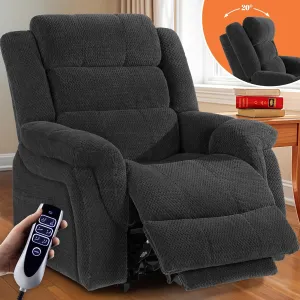 Lay Flat Lift Chair Recliner Heat Vibration for Elderly, Overstuffed Electric Extra Wide Recliners with Cup Holders, USB, Type C Charging, Heat and Massage