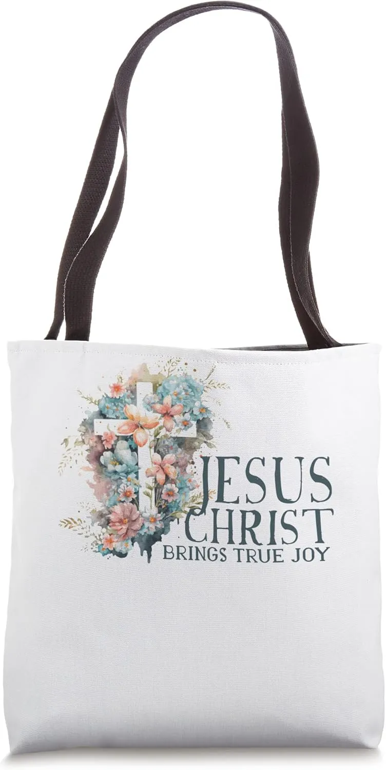 LDS Church Quote Floral Cross Missionary Mormon Tote Bag