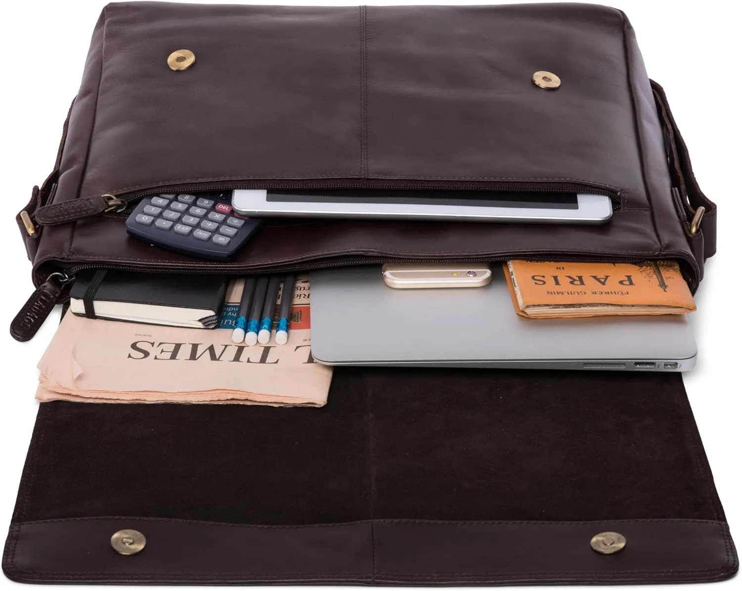 LEABAGS Acapulco genuine buffalo leather shoulder bag I Vintage look I 15 inch laptop I Office Messenger bag I Briefcase