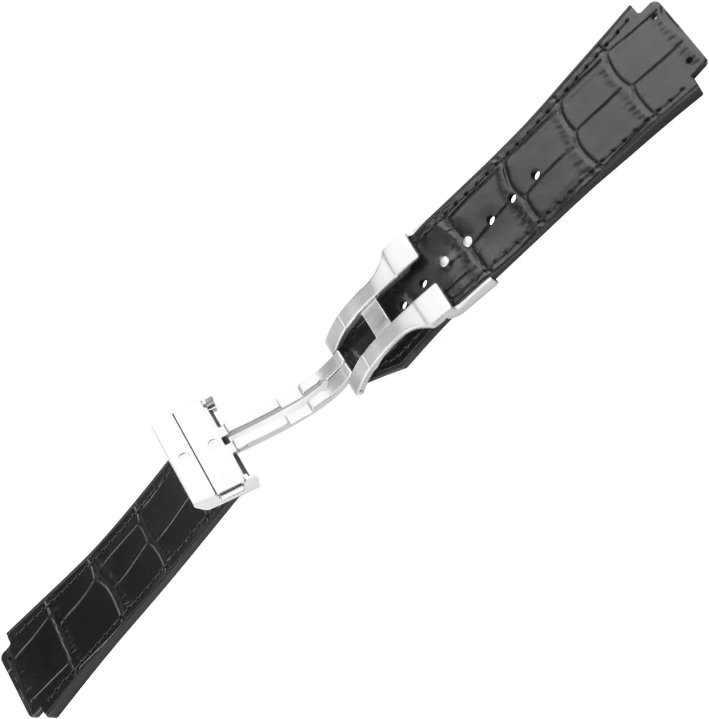 Leather 25mm Watch Bands Compatible Fit for Hublot Big Bang 19mm*25mm*22mm Replacement Watch Strap Wirstband Bracelet For Men and Women(with metal buckle)