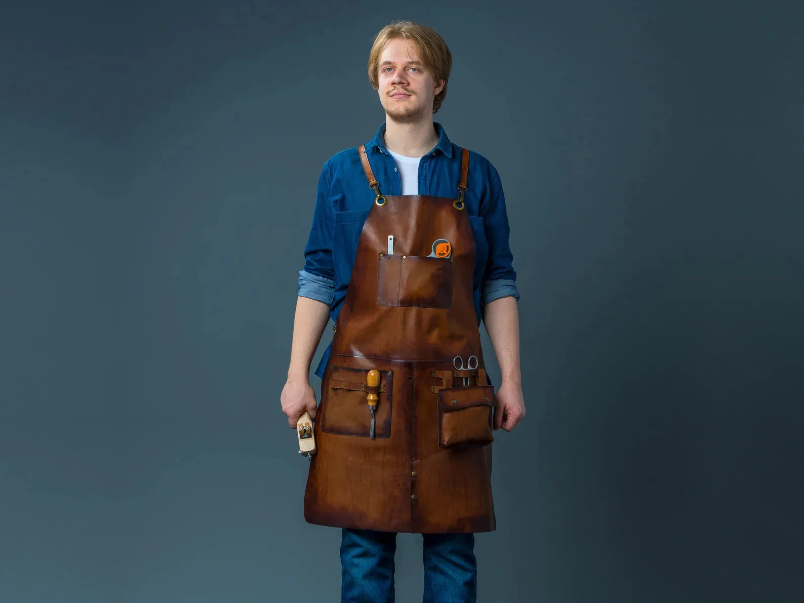 Leather Aprons for Woodworking with Detachable Pocket