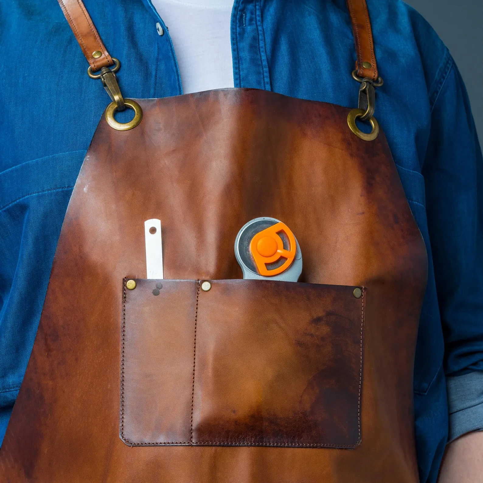 Leather Aprons for Woodworking with Detachable Pocket