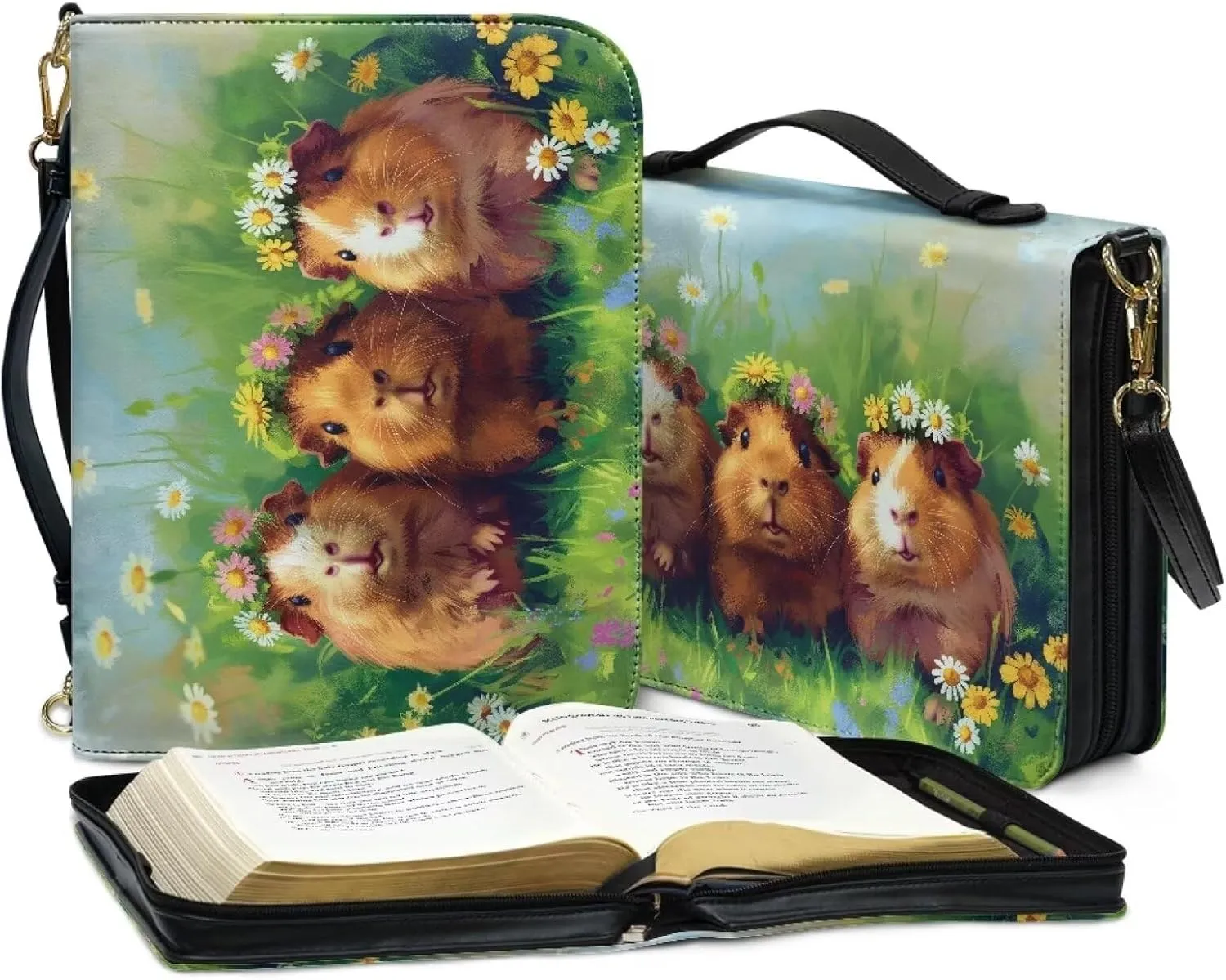 Leather Bible Cover Bible Case, Lightweight Bible Tote Bag with Shoulder Strap, Large Bible Protective Church Bag