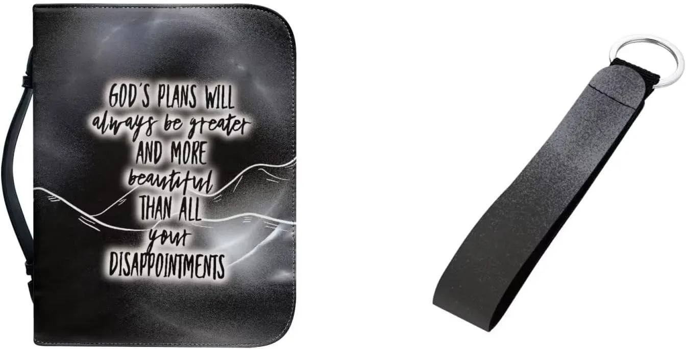 Leather Bible Covers Case for Women Men Church Bag Bible Tote Bags with Handle and Keychain 2pcs Set