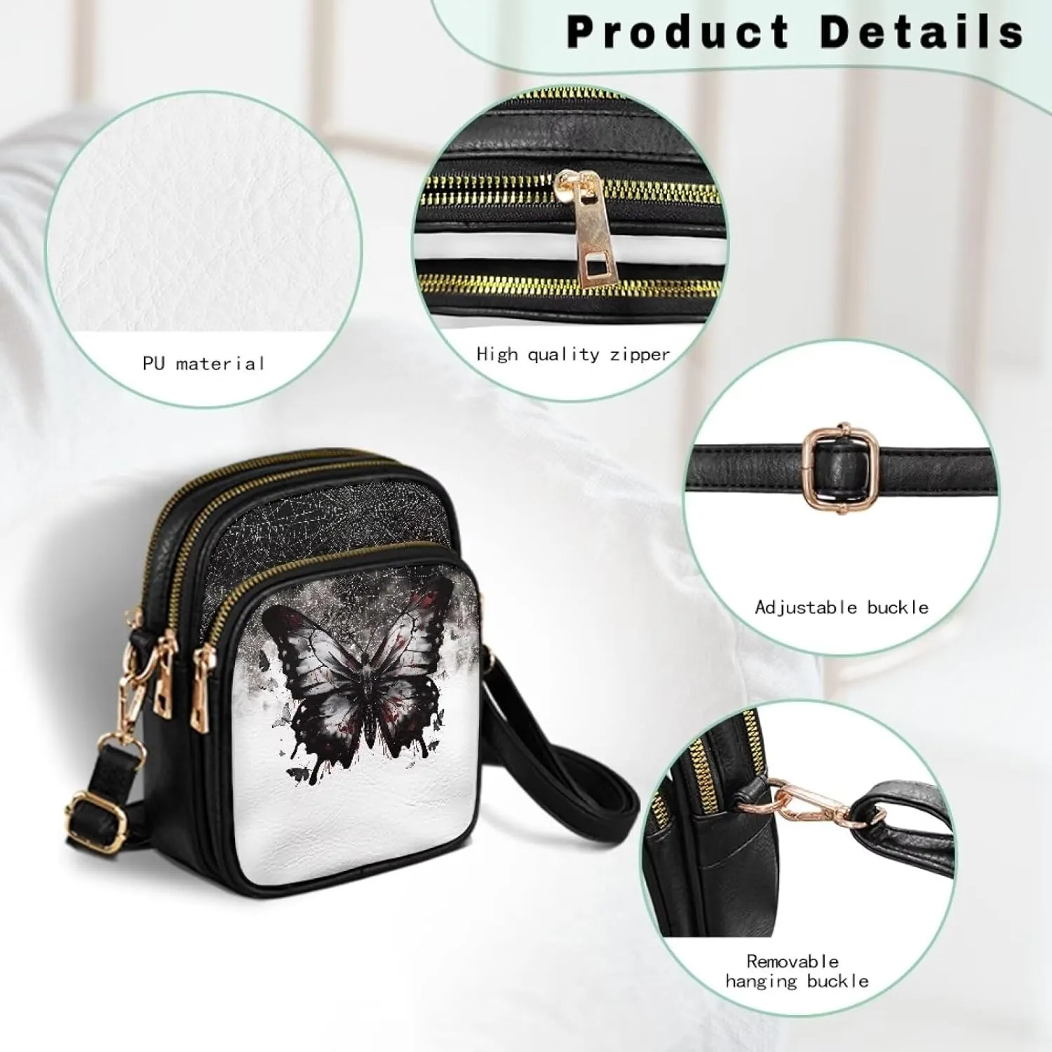 Leather Crossbody Bags for Women Crossbody Cell Phone Purse Wallet Sling Bag Shoulder Strap Lightweight Satchel