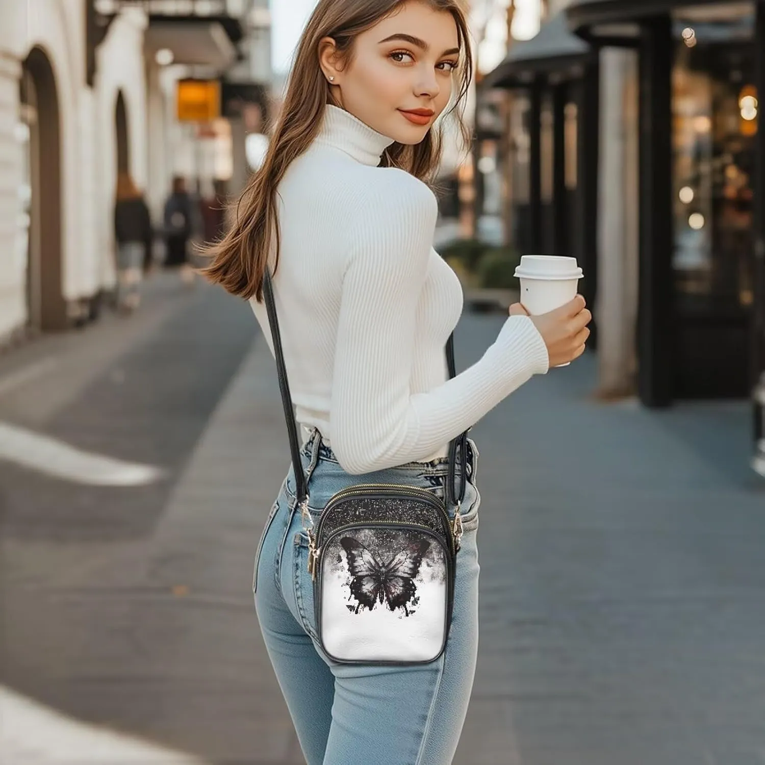 Leather Crossbody Bags for Women Crossbody Cell Phone Purse Wallet Sling Bag Shoulder Strap Lightweight Satchel