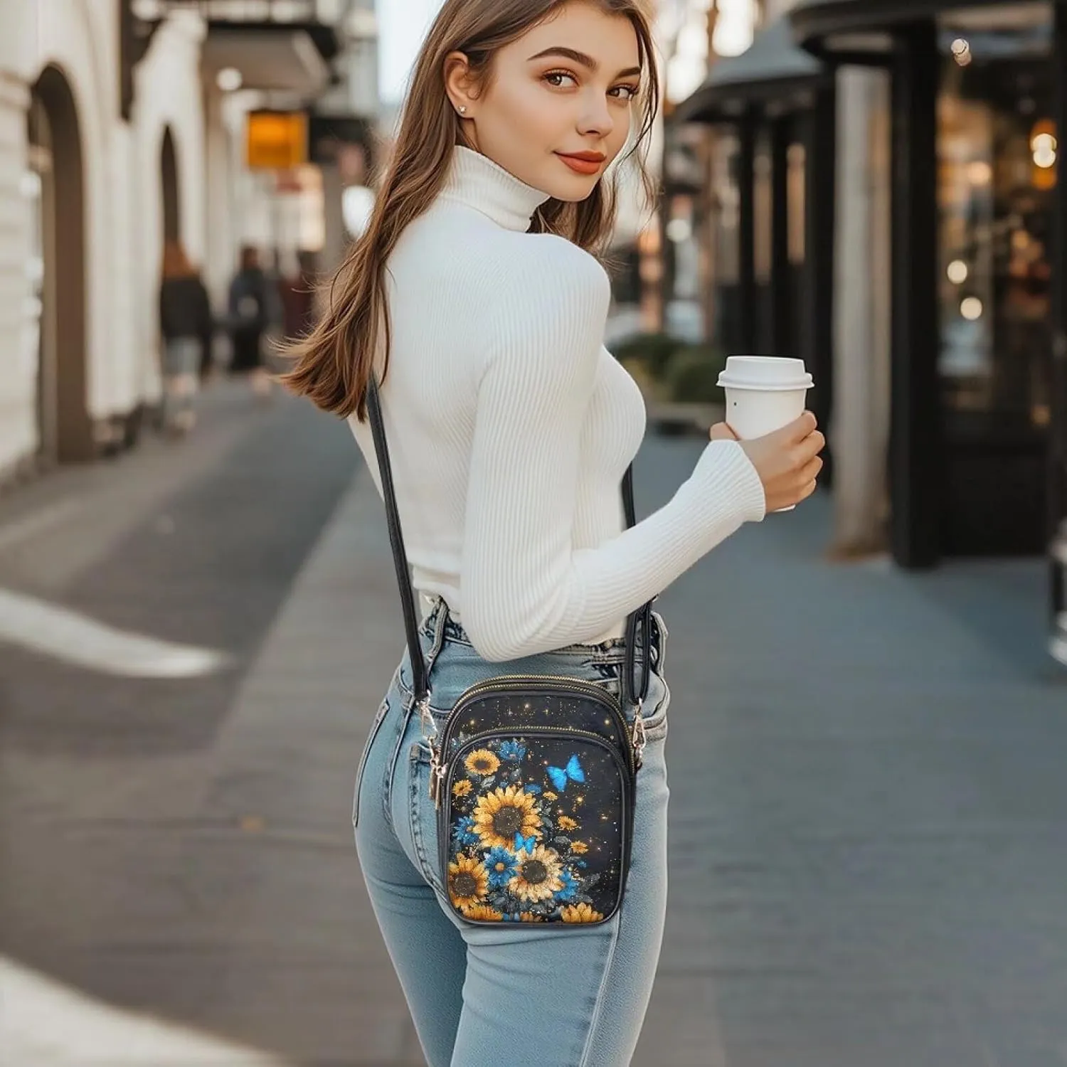 Leather Crossbody Bags for Women Crossbody Cell Phone Purse Wallet Sling Bag Shoulder Strap Lightweight Satchel