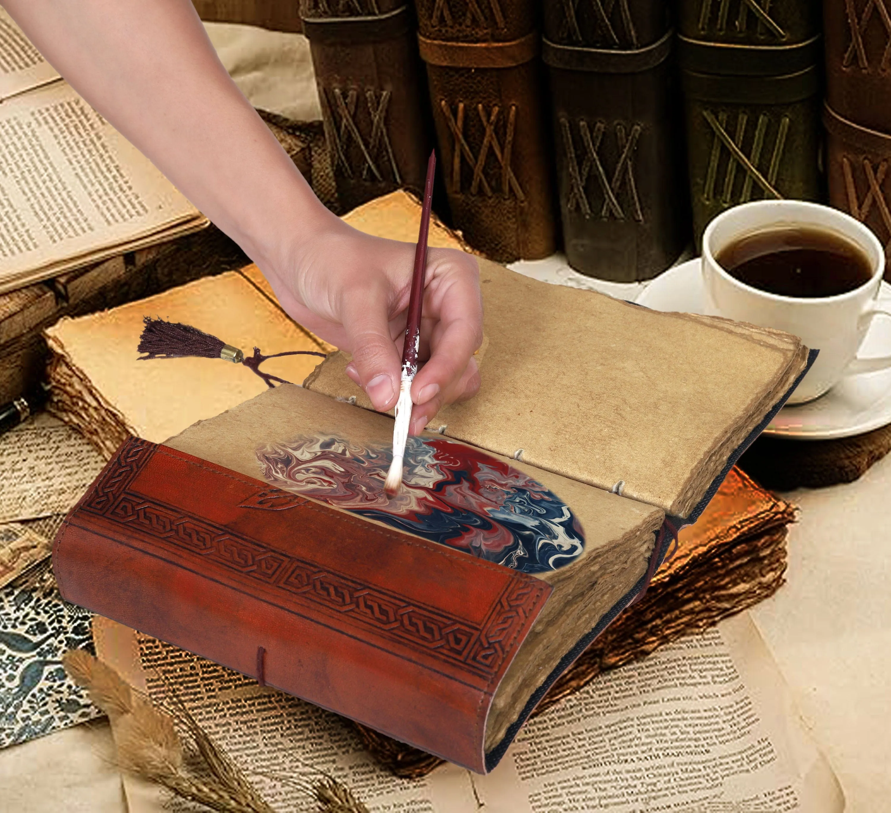 Leather deckle edge paper journal
