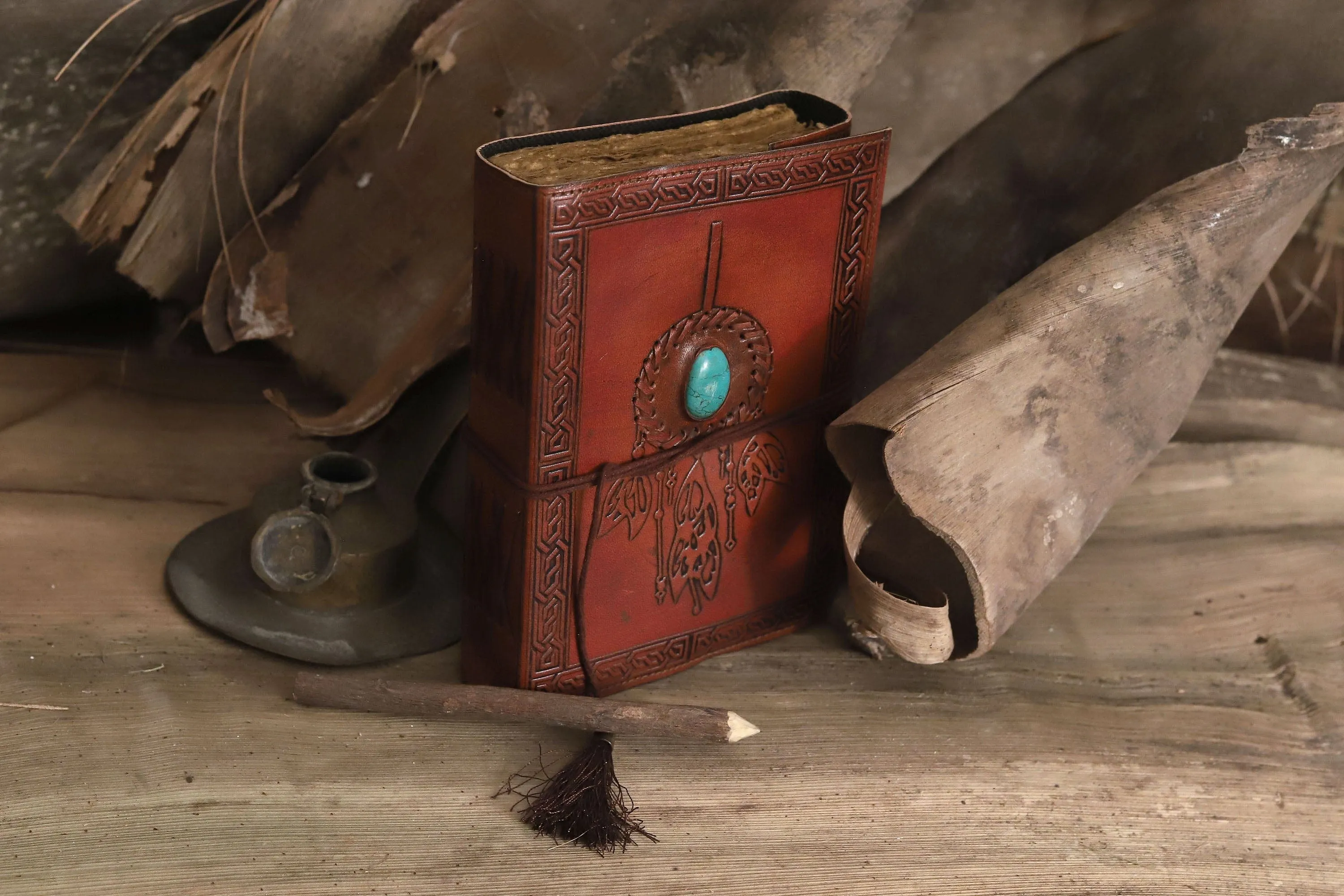 Leather deckle edge paper journal