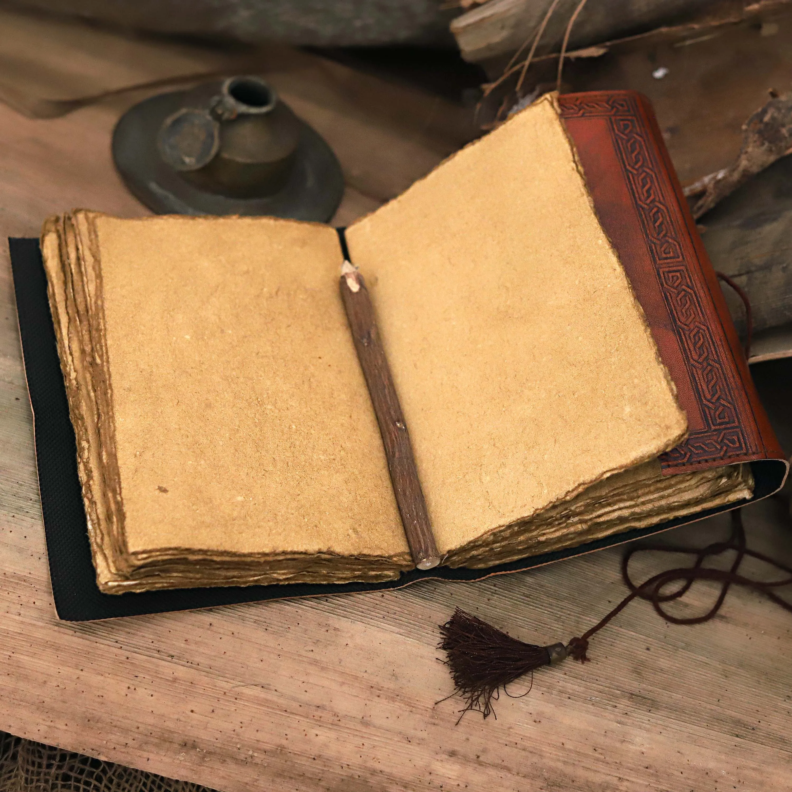 Leather deckle edge paper journal