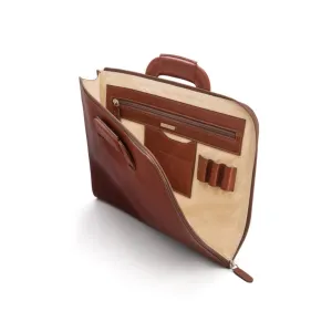 Leather Document Case With Handles - Havana Tan