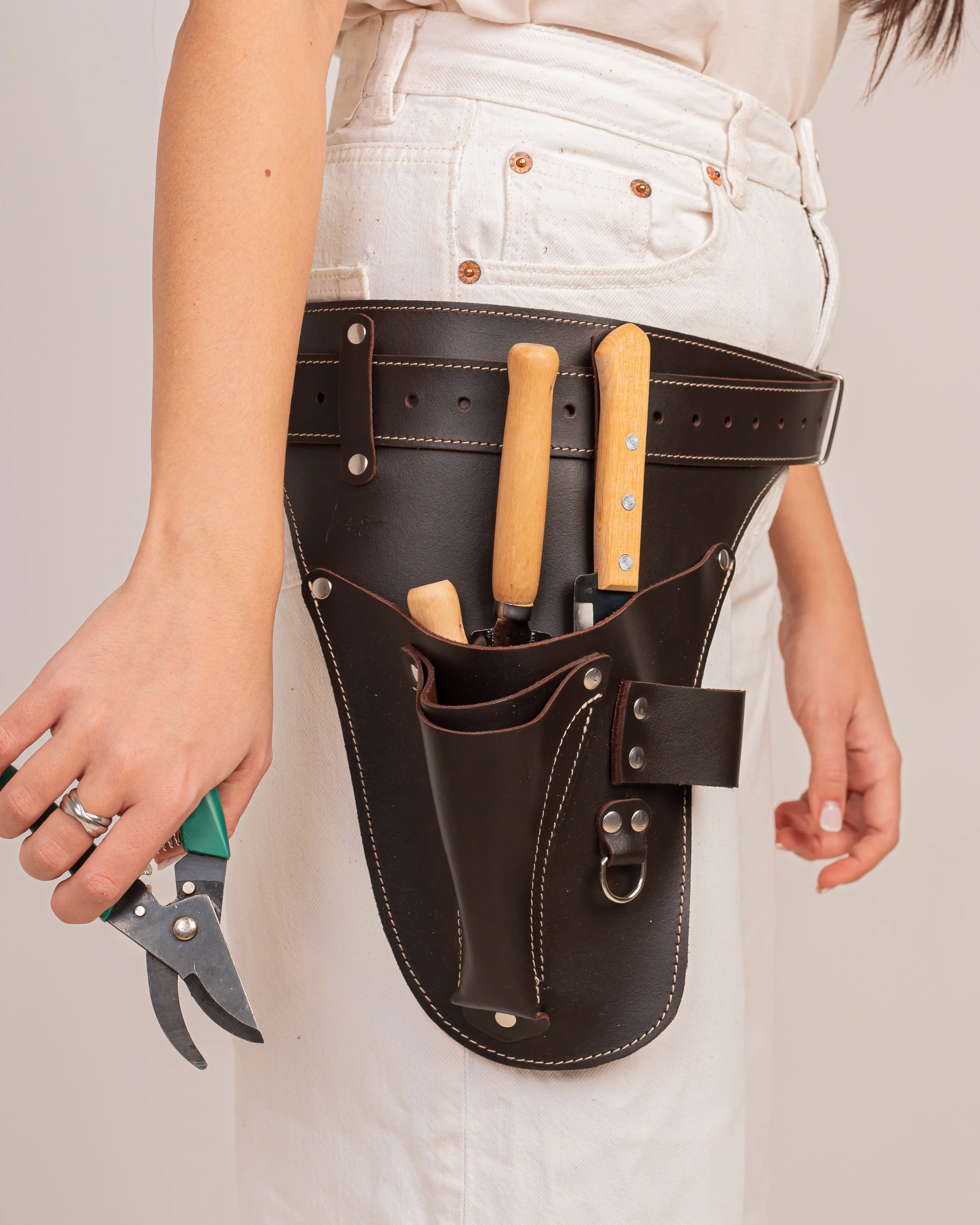 Leather garden Tool Belt. Florist tool holder. Full grain leather.