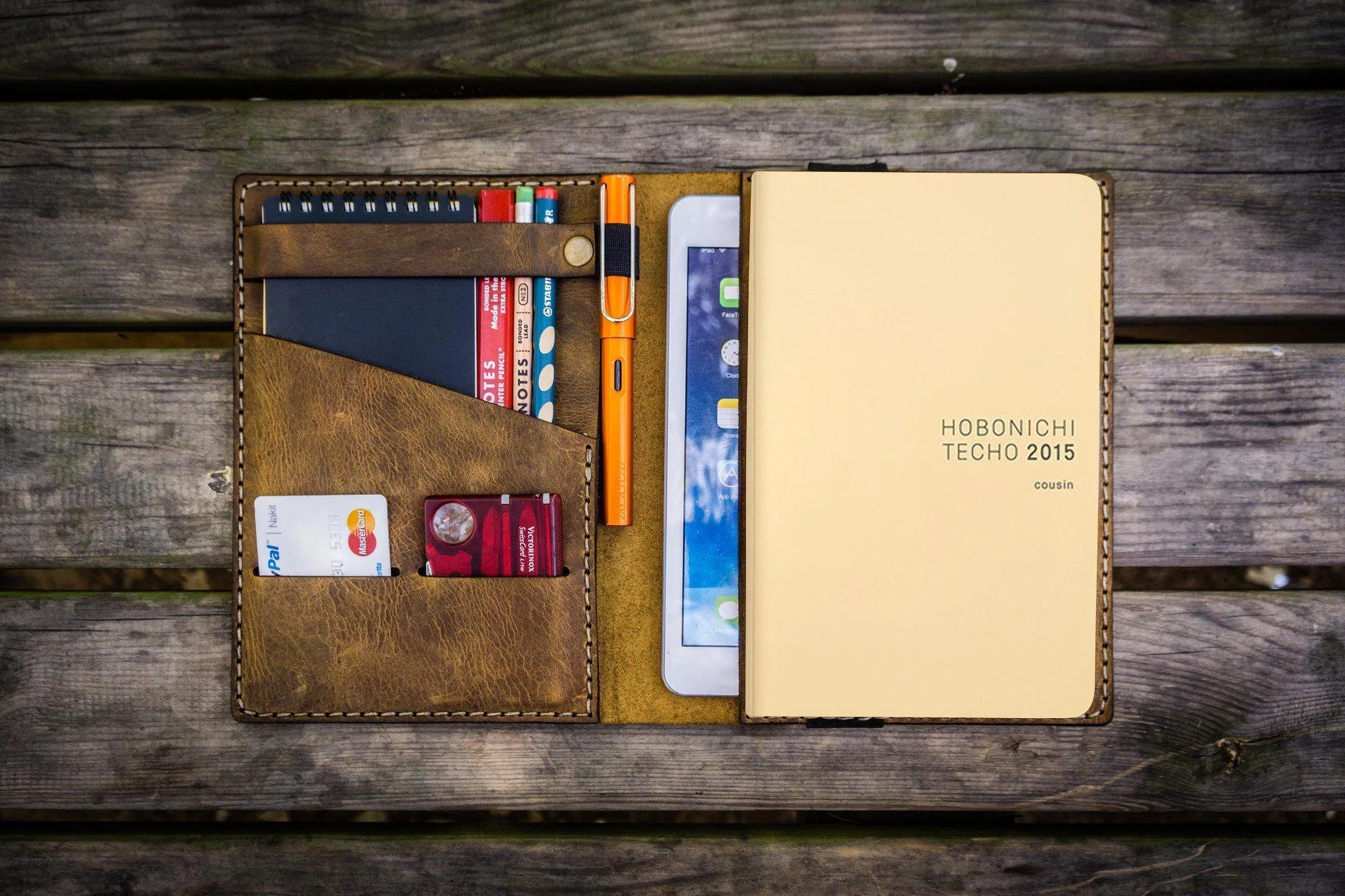 Leather Hobonichi Cousin A5 Planner Cover - Crazy Horse Brown