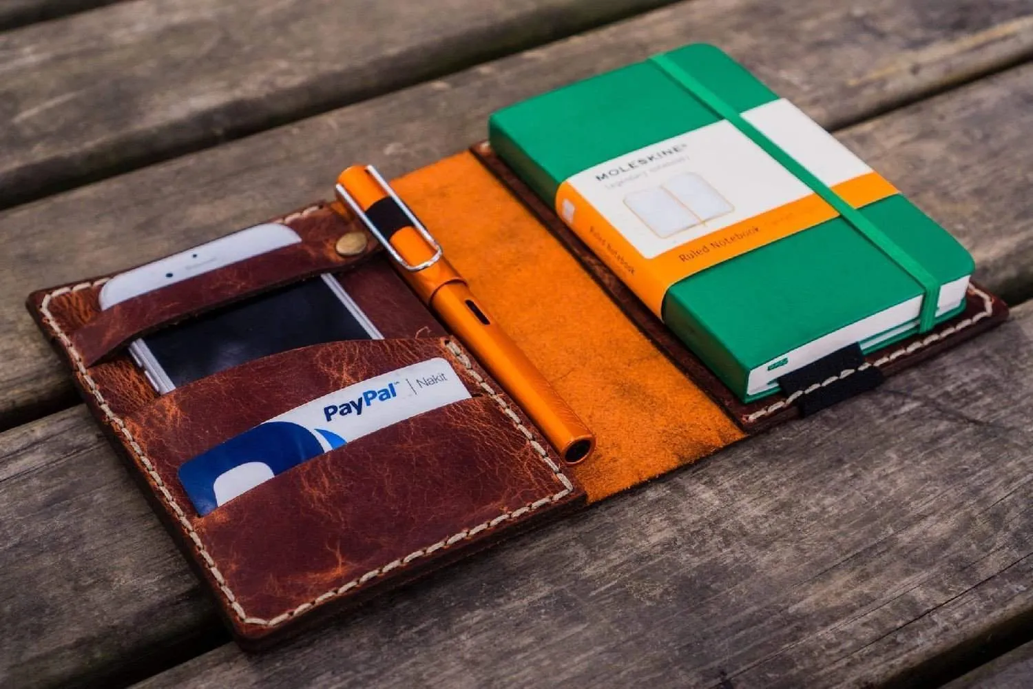 Leather Hobonichi Techo (A6) Planner Cover - Crazy Horse Orange