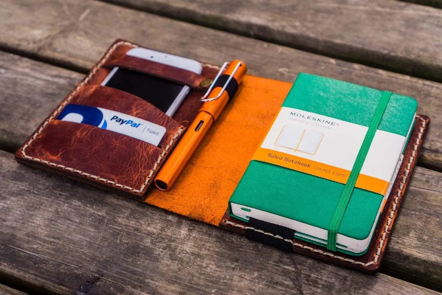 Leather Hobonichi Techo (A6) Planner Cover - Crazy Horse Orange