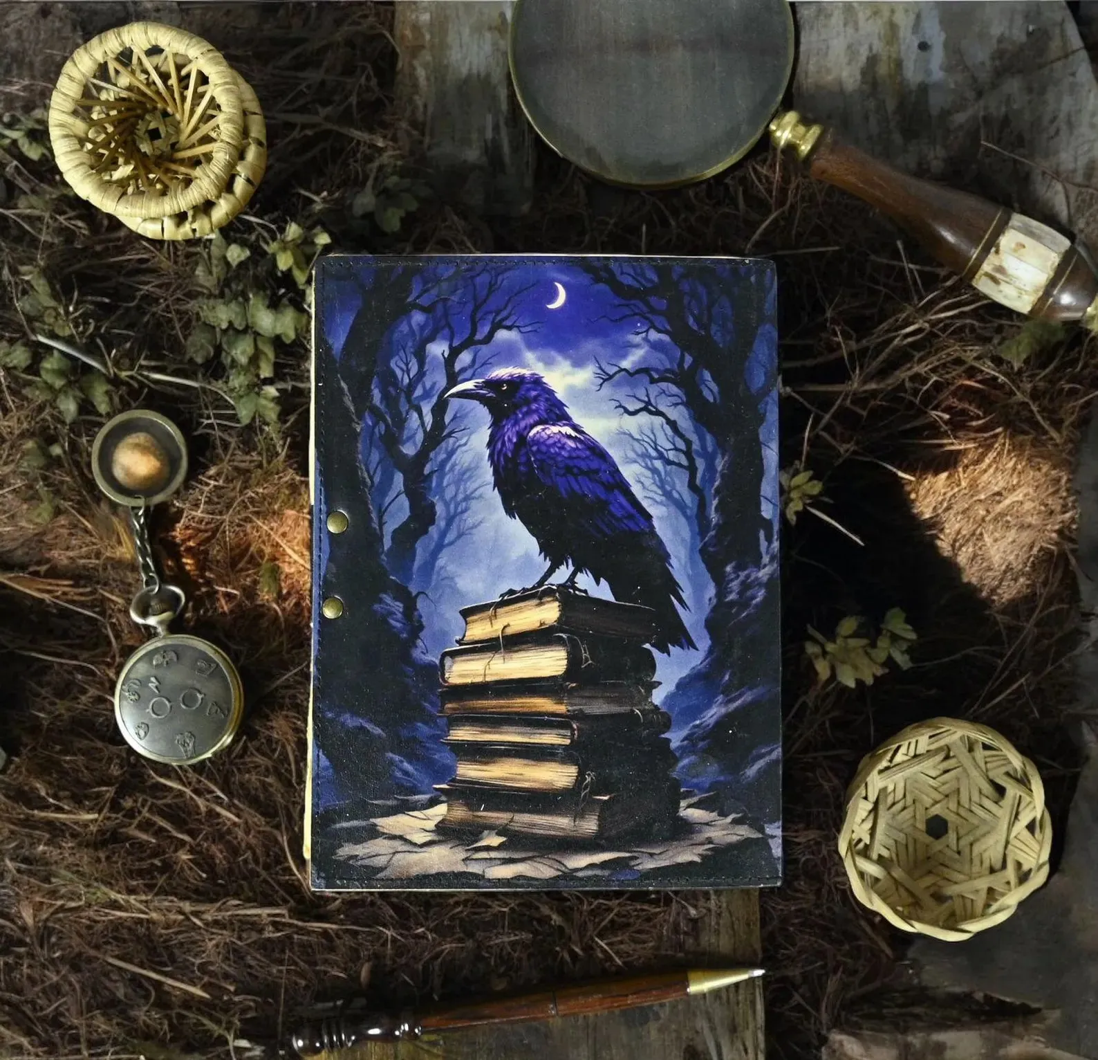 Leather Journal Gothic Notebook The Raven Print