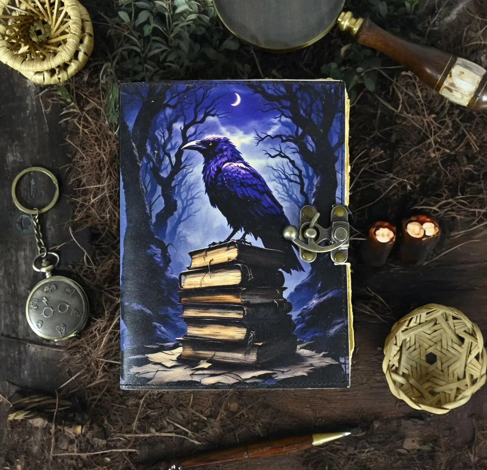Leather Journal Gothic Notebook The Raven Print