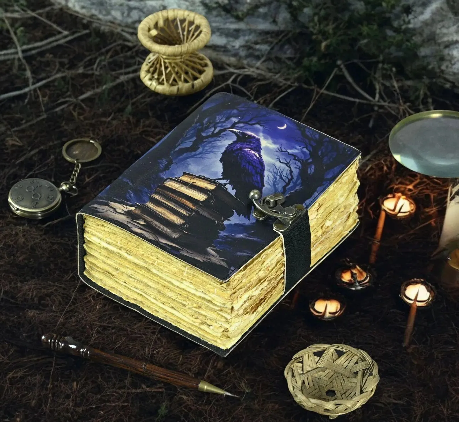 Leather Journal Gothic Notebook The Raven Print