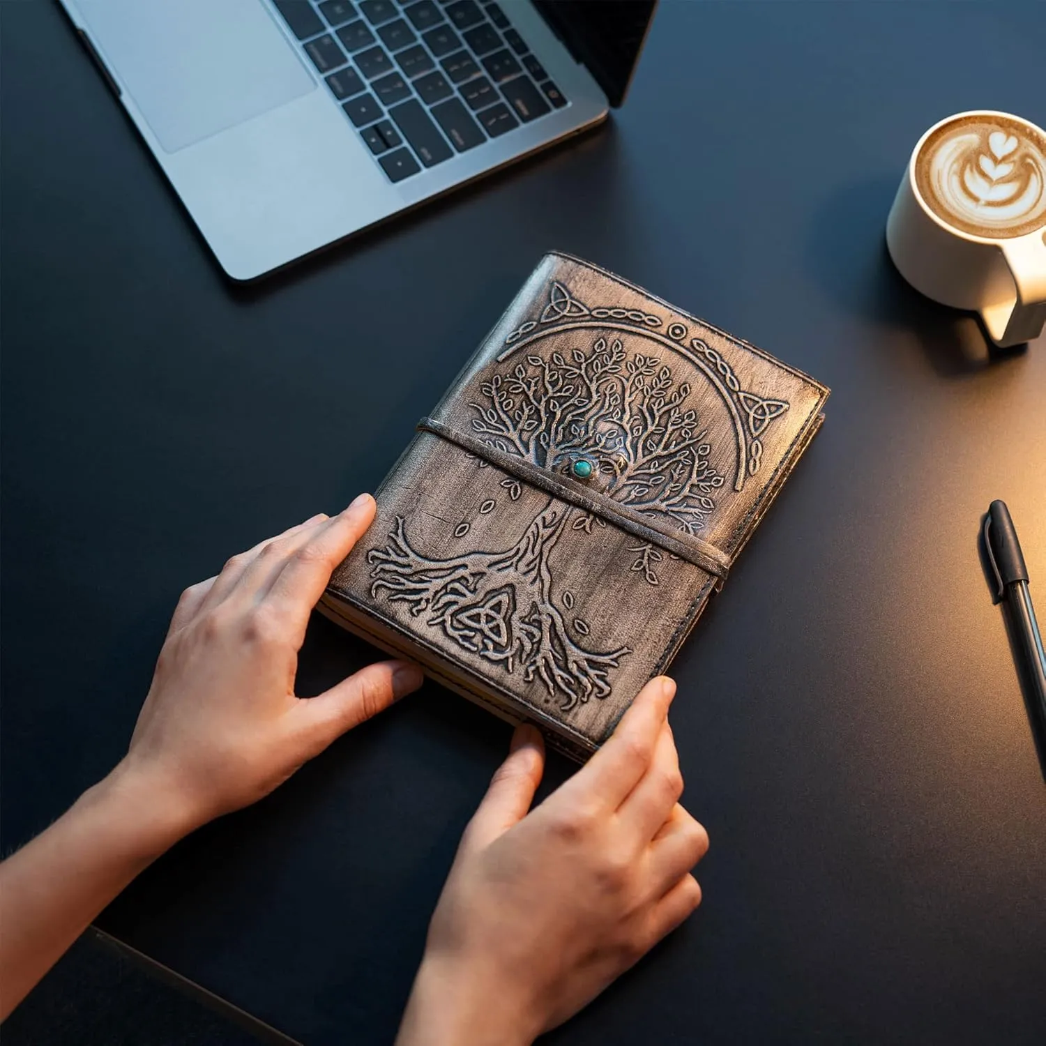 Leather Journal Refillable Lined Paper Tree of Life Handmade writing Notebook Diary leather Bound Daily Notepad for women and men Writing pad for Artist Sketch