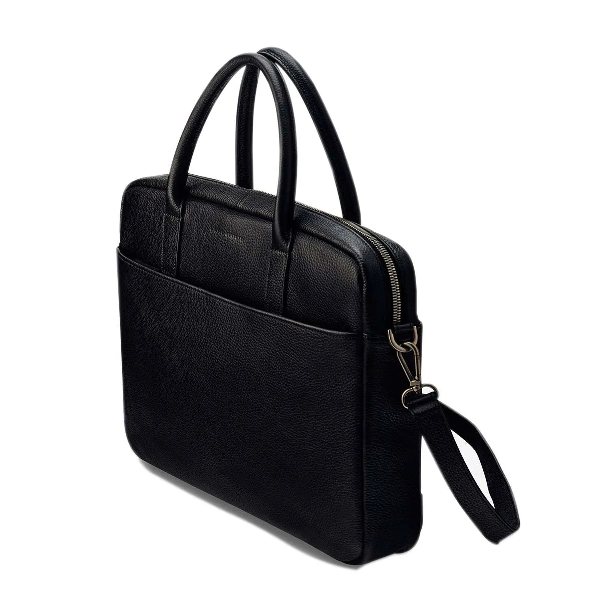 Leather Laptop Satchel - Risking All - Black