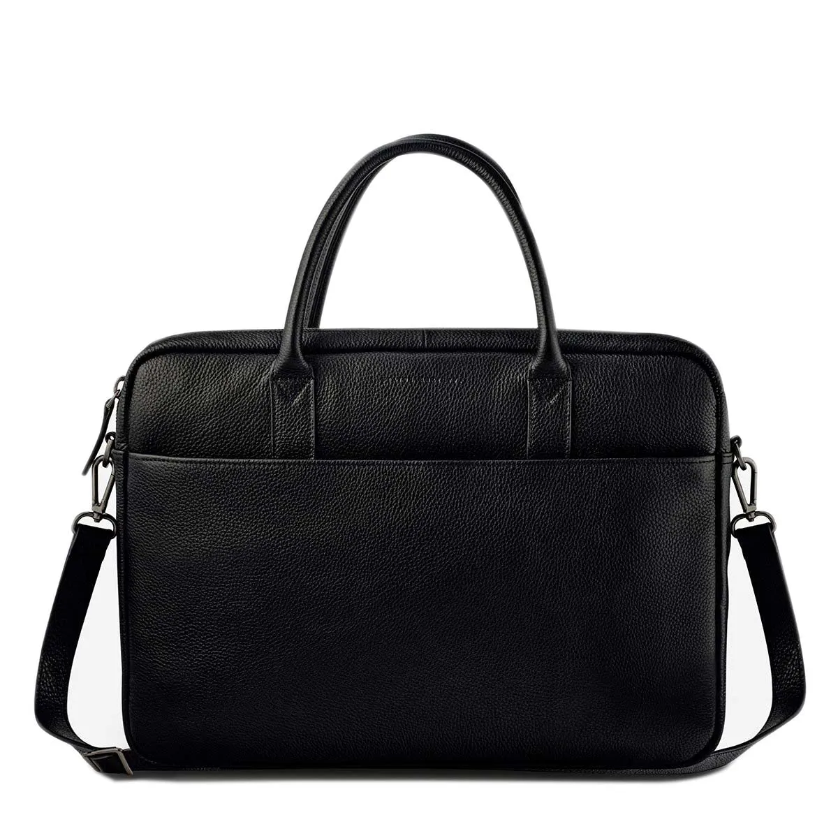 Leather Laptop Satchel - Risking All - Black