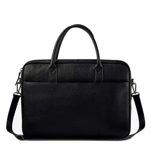 Leather Laptop Satchel - Risking All - Black