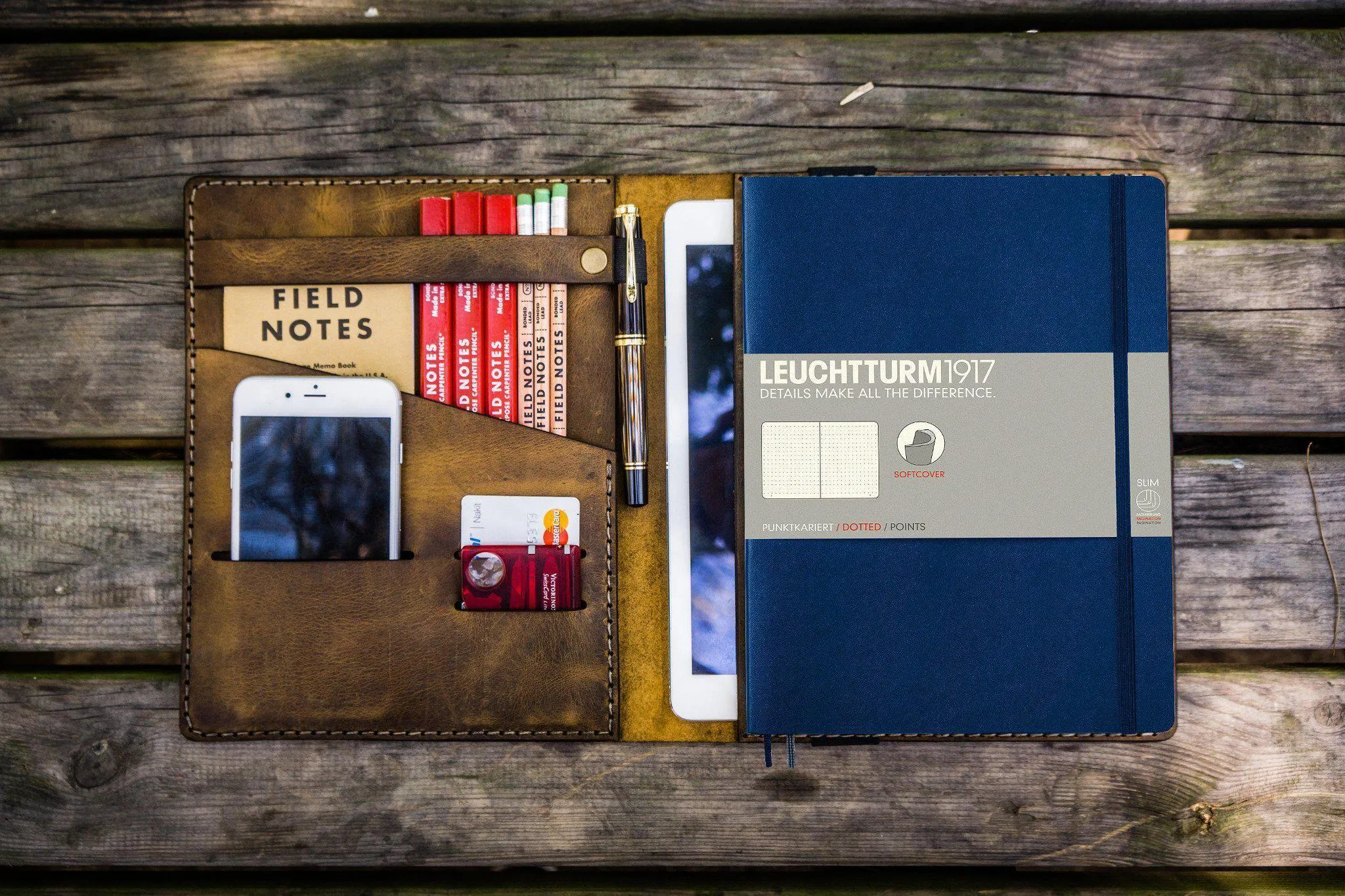 Leather Leuchtturm1917 B5 Notebook & iPad Air/Pro Cover - Crazy Horse Leather