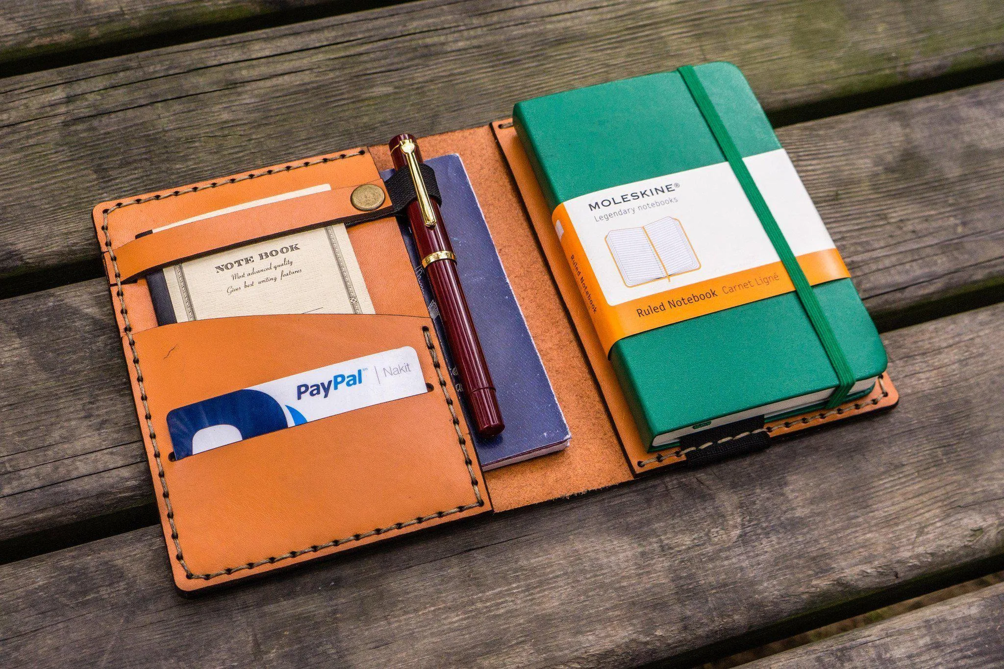 Leather Rhodia A6 Notebook Cover - Orange