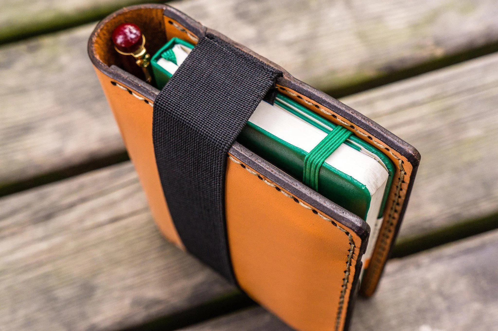 Leather Rhodia A6 Notebook Cover - Orange
