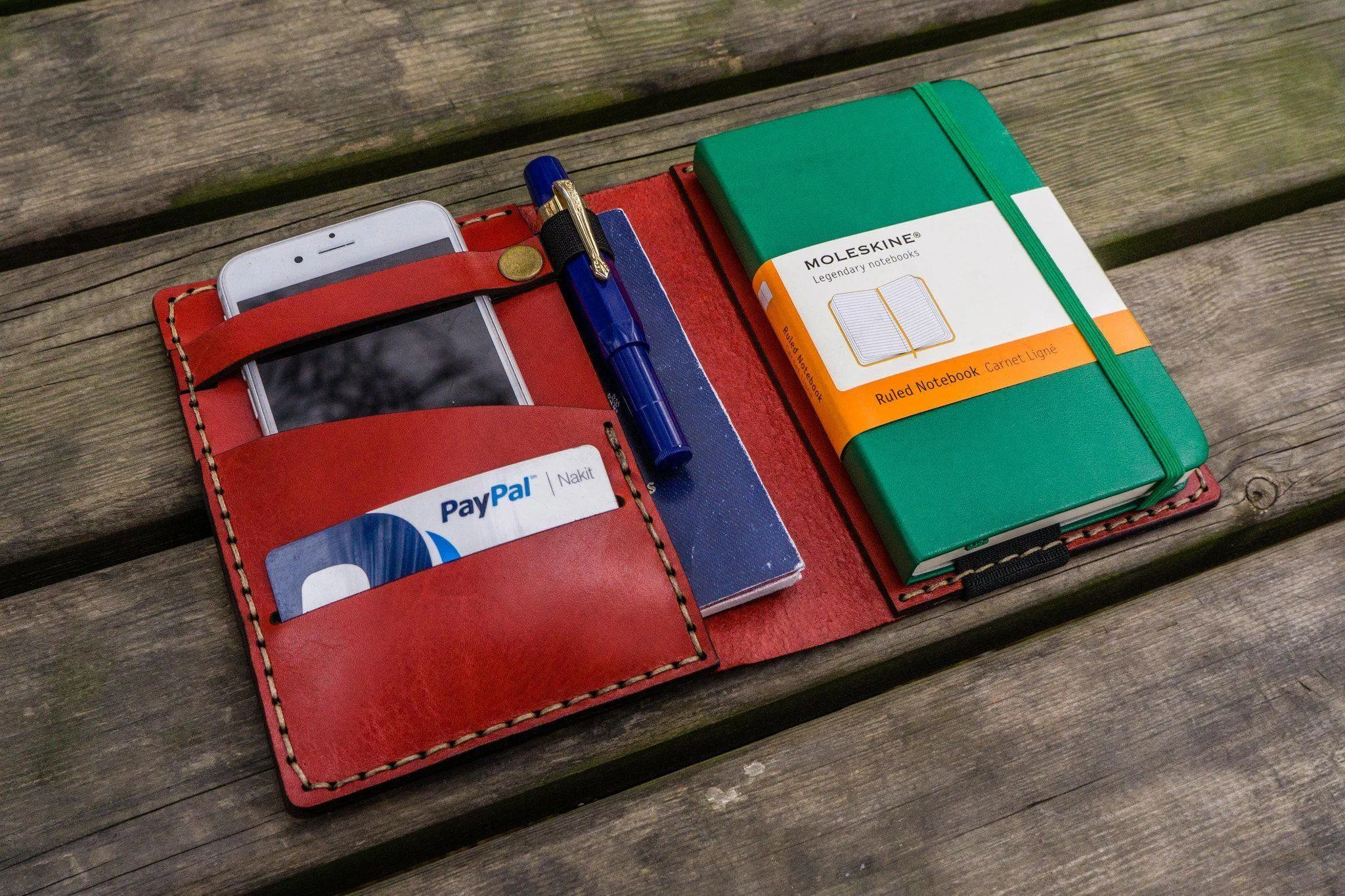 Leather Rhodia A6 Notebook Cover - Red