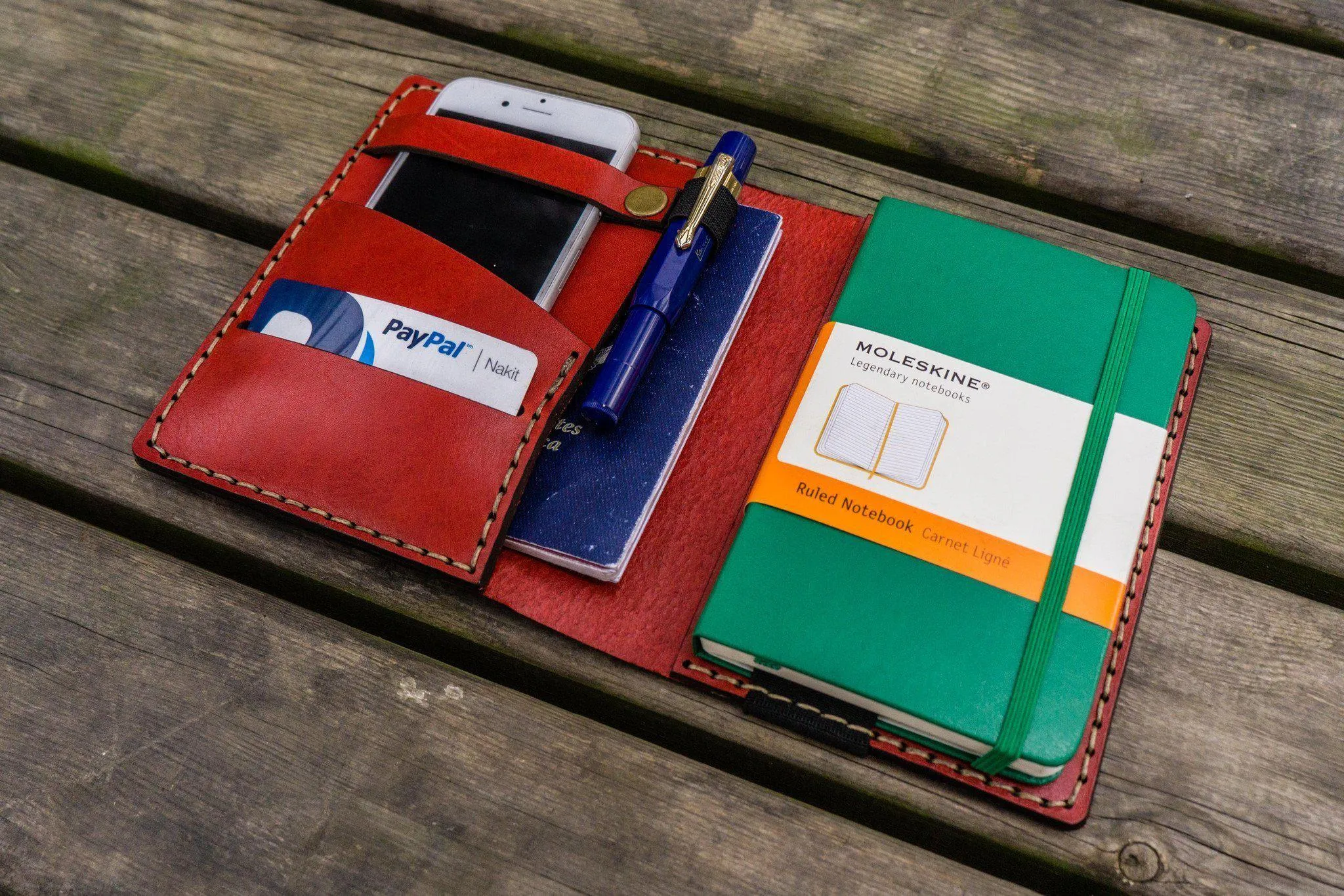 Leather Rhodia A6 Notebook Cover - Red